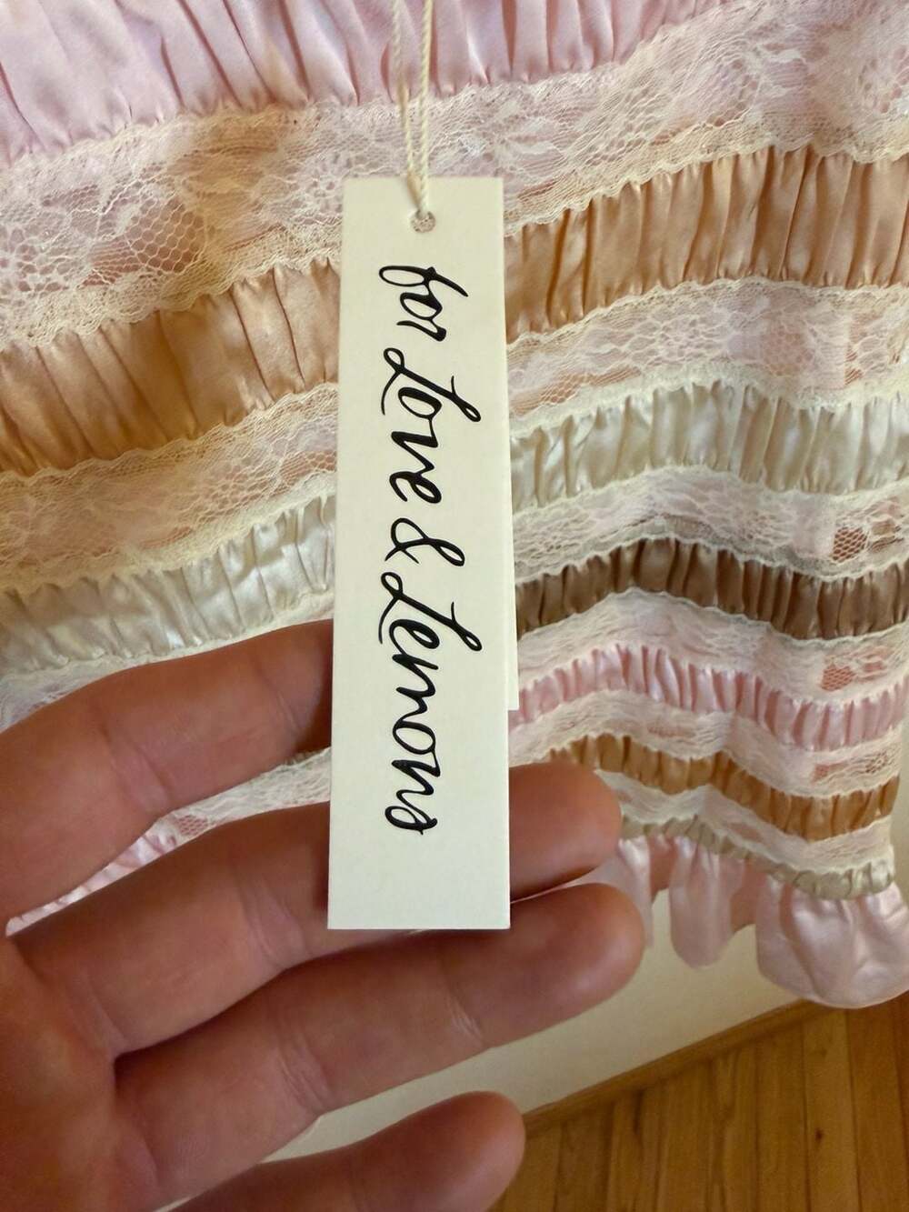 For Love & Lemons Pink and Gold Lace Ruffle Mini Dress Size XS - Picture 8 of 11